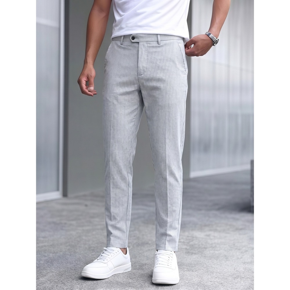 NEW Banana Republic Grayson Slim Tapered Fit Pinstripe Pants Grey Mens 31x32